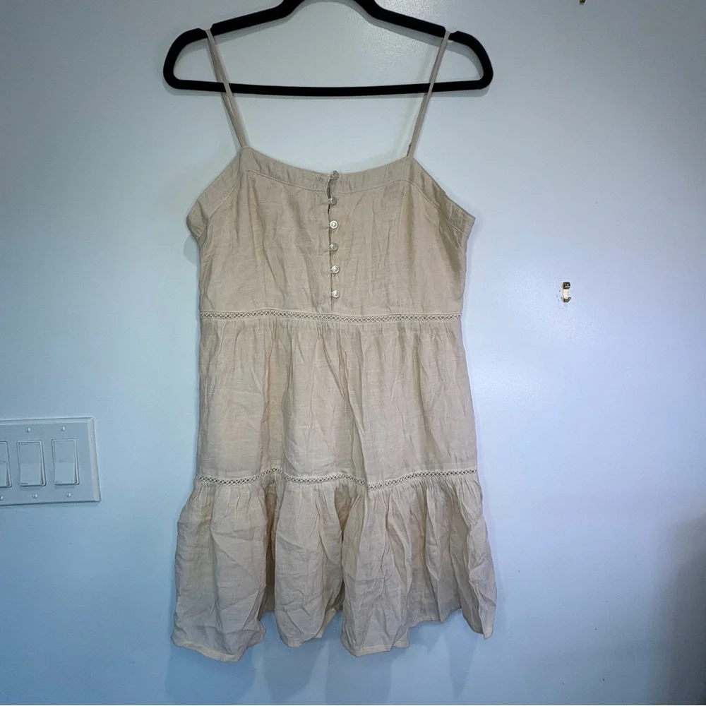 Beige Sleeveless Button-Front Dress - Picture 1 of 4